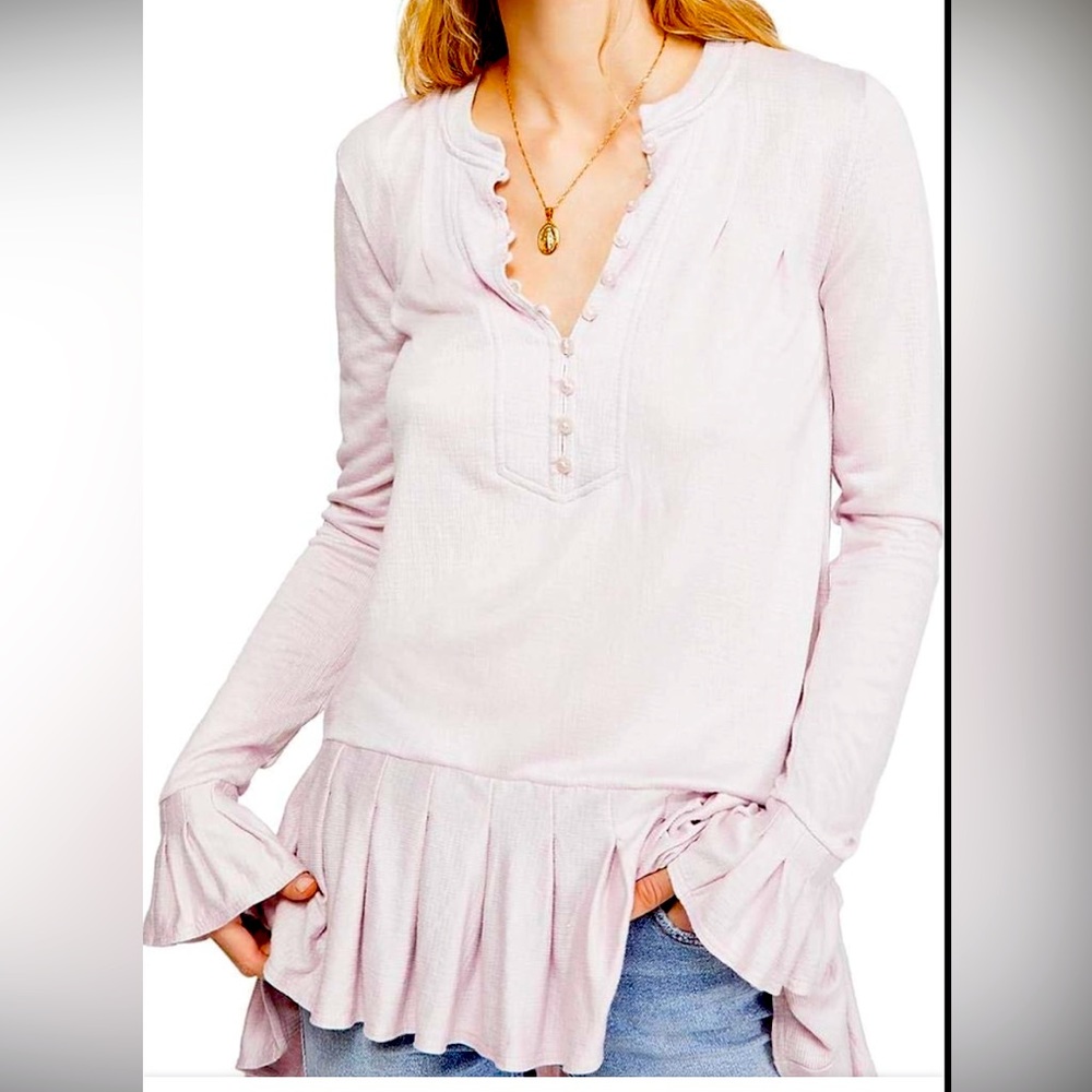 Free People Womens Ruffled Tunic Mini Dress